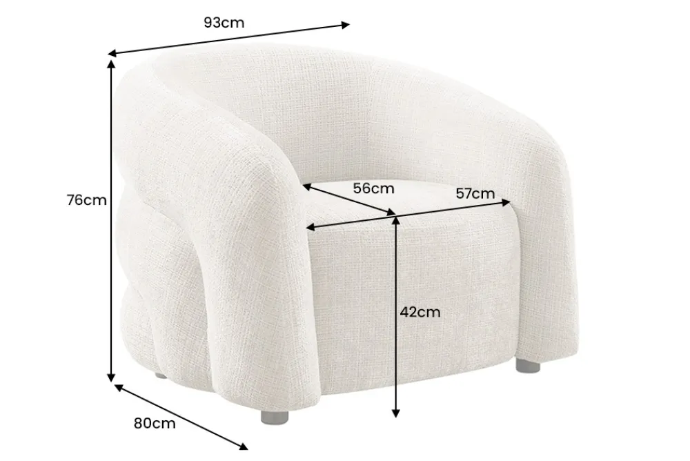 Riess-Ambiente Skandinavisch|Sessel > Design Sessel VOGUE 95cm grau Chenille mit Armlehnen und Nosagfederung