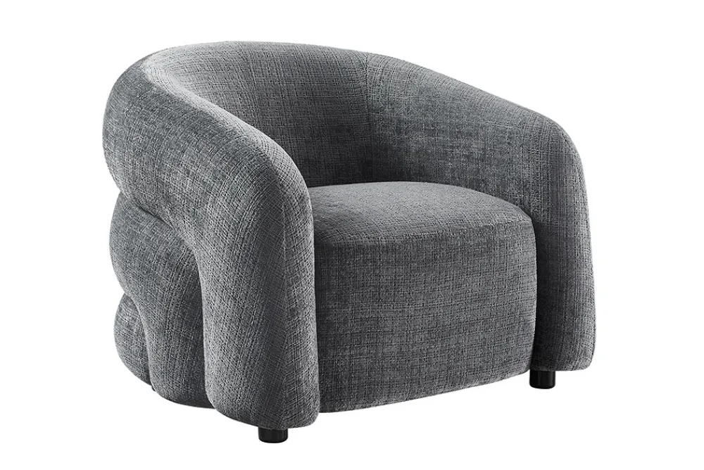 Riess-Ambiente Skandinavisch|Sessel > Design Sessel VOGUE 95cm grau Chenille mit Armlehnen und Nosagfederung