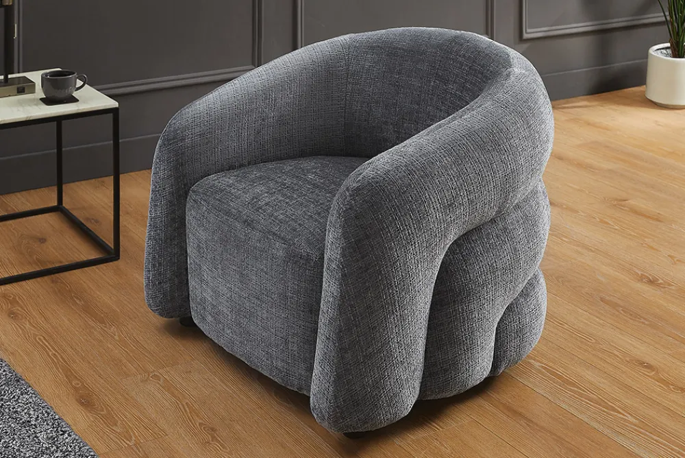 Riess-Ambiente Skandinavisch|Sessel > Design Sessel VOGUE 95cm grau Chenille mit Armlehnen und Nosagfederung