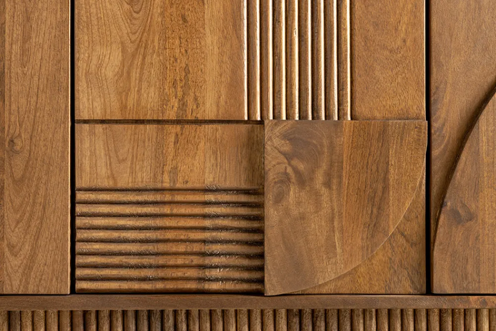 Riess-Ambiente Retro Möbel|Sideboards & Kommoden > Design Sideboard ART DECO 170cm braun smoked Mangoholz massiv 3D-Front