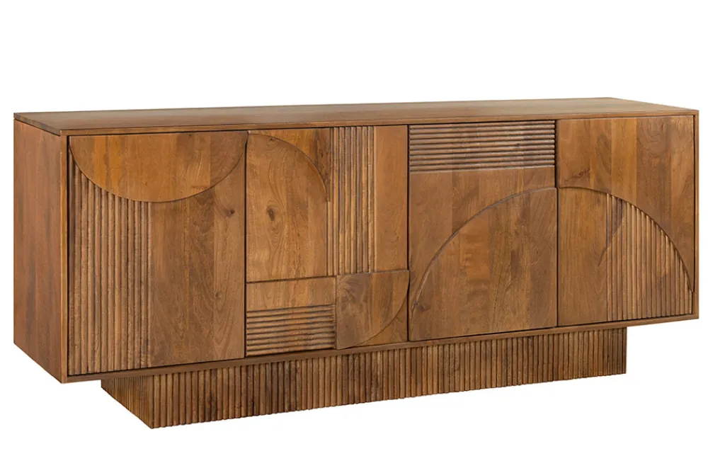 Riess-Ambiente Retro Möbel|Sideboards & Kommoden > Design Sideboard ART DECO 170cm braun smoked Mangoholz massiv 3D-Front