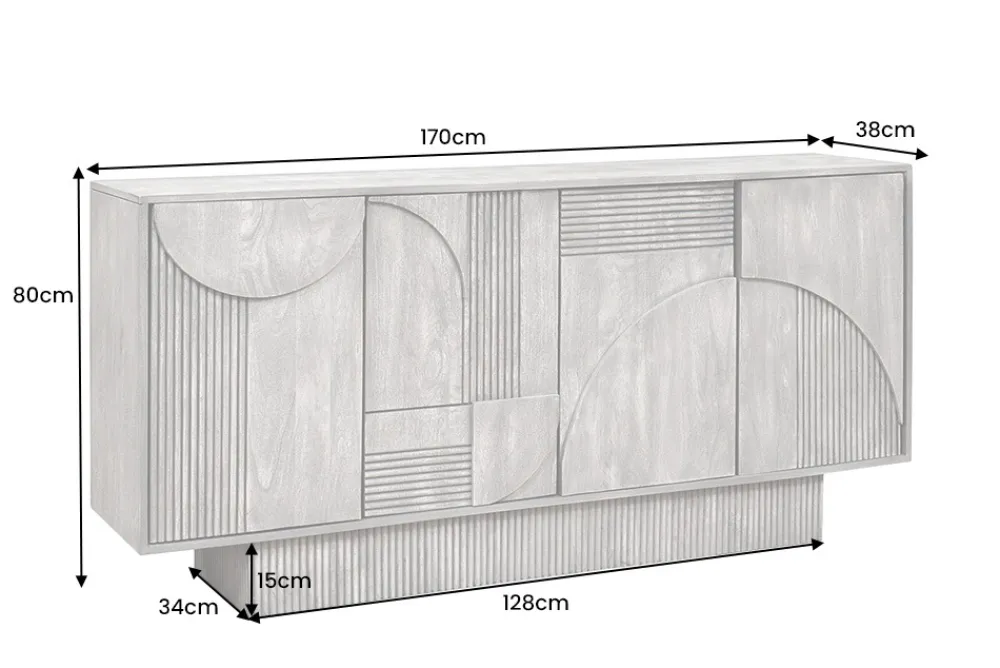Riess-Ambiente Retro Möbel|Sideboards & Kommoden > Design Sideboard ART DECO 170cm braun smoked Mangoholz massiv 3D-Front