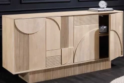Riess-Ambiente Retro Möbel|Sideboards & Kommoden > Design Sideboard ART DECO 170cm weiß gekälkt Mangoholz massiv 3D-Front