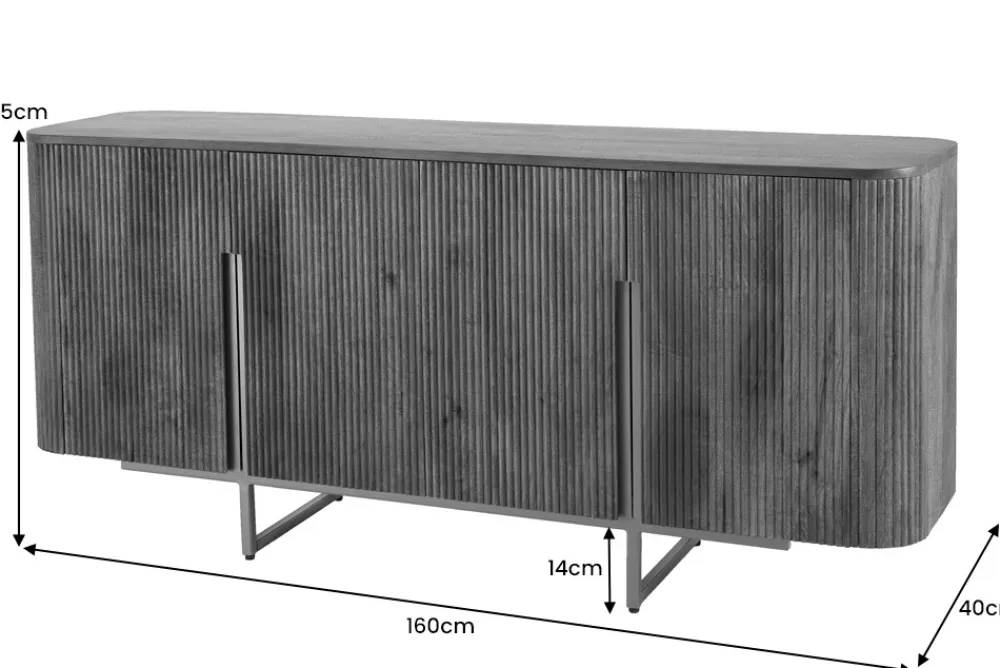 Riess-Ambiente Retro Möbel|Sideboards & Kommoden > Design Sideboard GATSBY 160cm braun mattgold Mangoholz Retro