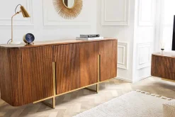 Riess-Ambiente Retro Möbel|Sideboards & Kommoden > Design Sideboard GATSBY 160cm braun mattgold Mangoholz Retro