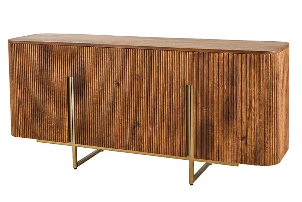 Riess-Ambiente Retro Möbel|Sideboards & Kommoden > Design Sideboard GATSBY 160cm braun mattgold Mangoholz Retro