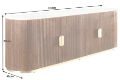 Riess-Ambiente Mehr...|Massivholzschränke > Design Sideboard GATSBY 170cm braun gold Mangoholz weiße Marmorplatte