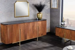 Riess-Ambiente Mehr...|Retro Möbel > Design Sideboard GATSBY 160cm braun gold Mangoholz Marmor Metallgestell