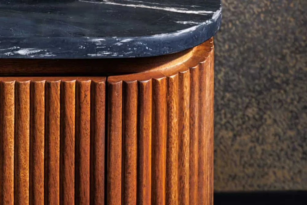 Riess-Ambiente Mehr...|Retro Möbel > Design Sideboard GATSBY 160cm braun gold Mangoholz Marmor Metallgestell