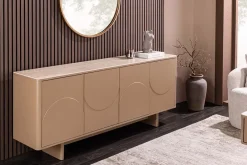 Riess-Ambiente Retro Möbel|Sideboards & Kommoden > Design Sideboard SAVOY 180cm grau beige greige Travertin Keramik Stauraum 3D-Front