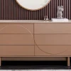 Riess-Ambiente Sideboards & Kommoden > Design Sideboard SAVOY 150cm grau beige greige Keramik Travertin mit sechs Schubladen
