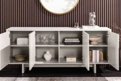 Riess-Ambiente Sideboards & Kommoden > Design Sideboard SAVOY 180cm kaschmir weiß Marmor Keramik mit Stauraum und 3D-Front