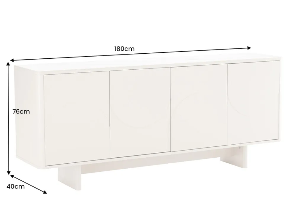 Riess-Ambiente Sideboards & Kommoden > Design Sideboard SAVOY 180cm kaschmir weiß Marmor Keramik mit Stauraum und 3D-Front