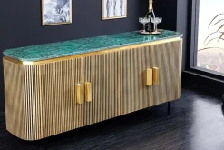 Riess-Ambiente Mehr...|Sideboards & Kommoden > Design Sideboard VENEZIANO 160cm messing grün Marmorplatte Mangoholz Retro