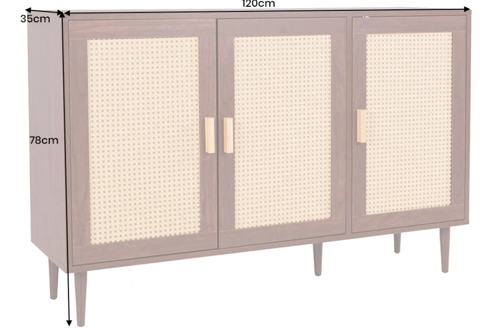 Riess-Ambiente Retro Möbel|Sideboards & Kommoden > Design Sideboard VIENNA 120cm braun Wiener Geflecht Kommode