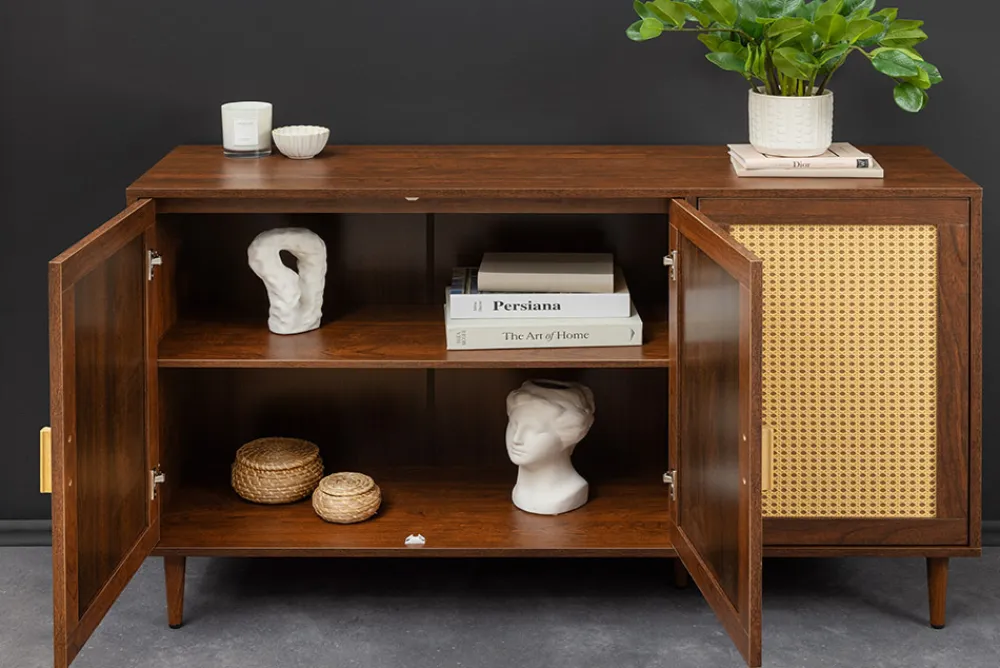 Riess-Ambiente Retro Möbel|Sideboards & Kommoden > Design Sideboard VIENNA 120cm braun Wiener Geflecht Kommode