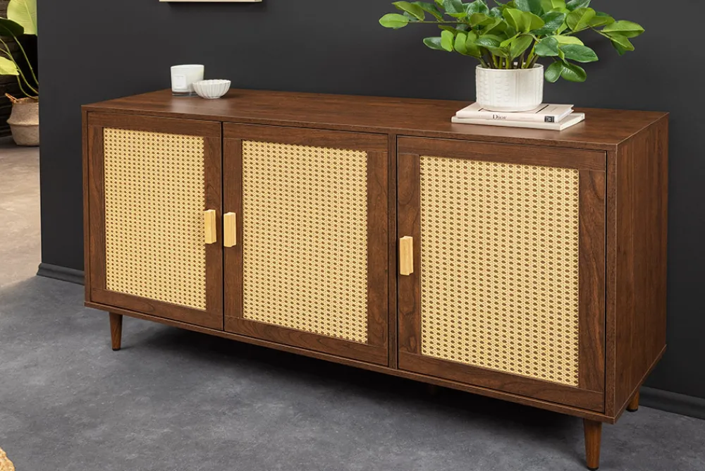 Riess-Ambiente Retro Möbel|Sideboards & Kommoden > Design Sideboard VIENNA 120cm braun Wiener Geflecht Kommode