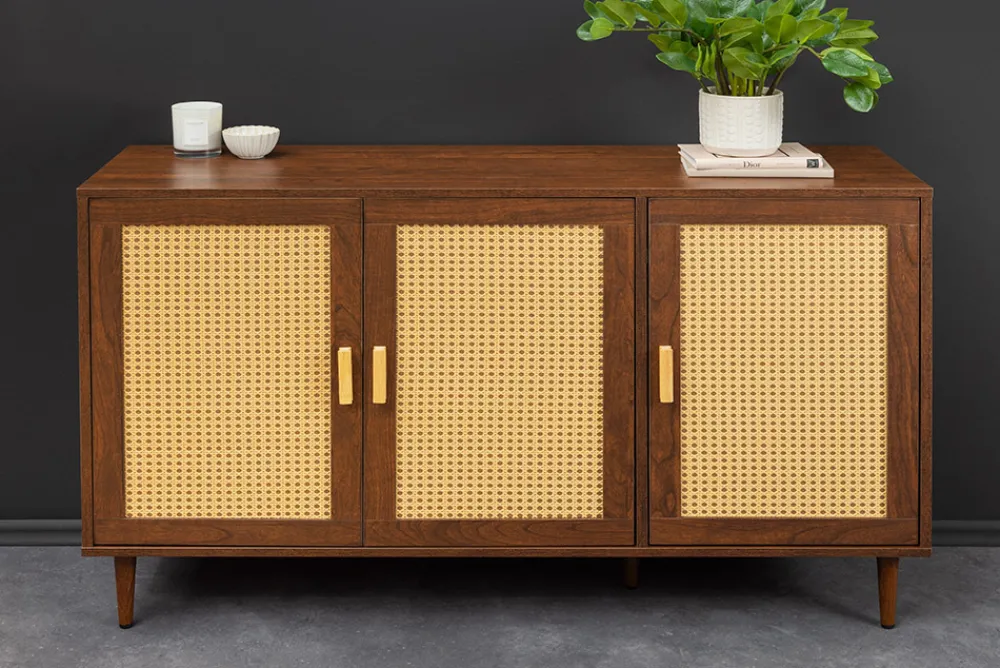 Riess-Ambiente Retro Möbel|Sideboards & Kommoden > Design Sideboard VIENNA 120cm braun Wiener Geflecht Kommode