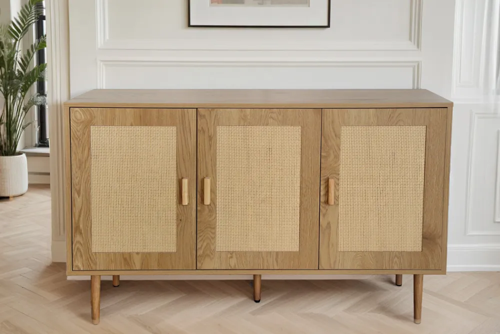 Riess-Ambiente Retro Möbel|Sideboards & Kommoden > Design Sideboard VIENNA 120cm natur Wiener Geflecht Kommode