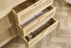 Riess-Ambiente Retro Möbel|Sideboards & Kommoden > Design Sideboard VIENNA 155cm Wiener Geflecht Rattan Kommode mit Schubladen
