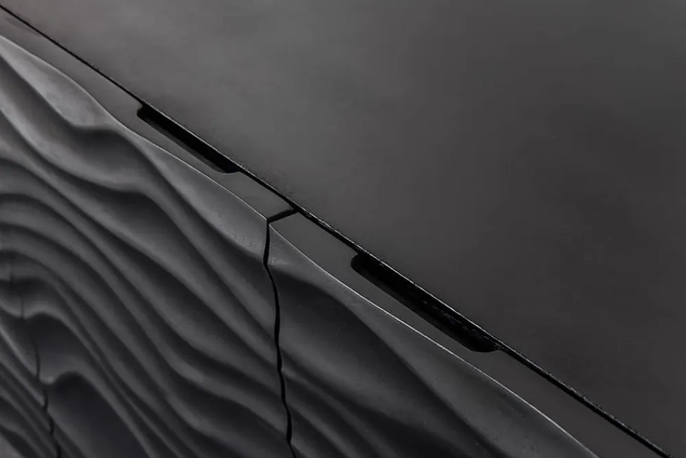 Riess-Ambiente Goldene Möbel|Retro Möbel > Design Sideboard WAVE 160cm schwarz Mangoholz Massivholz mattgold Metallbeine