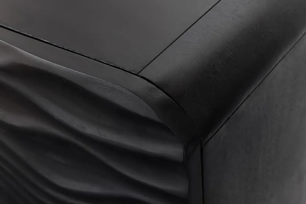 Riess-Ambiente Goldene Möbel|Retro Möbel > Design Sideboard WAVE 160cm schwarz Mangoholz Massivholz mattgold Metallbeine