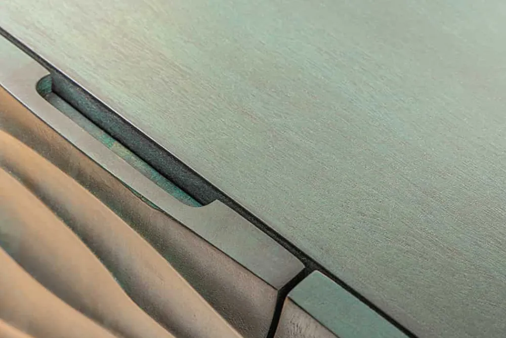Riess-Ambiente Mehr...|Retro Möbel > Design Sideboard WAVE 160cm türkis Mangoholz Massivholz mattgold Metallbeine