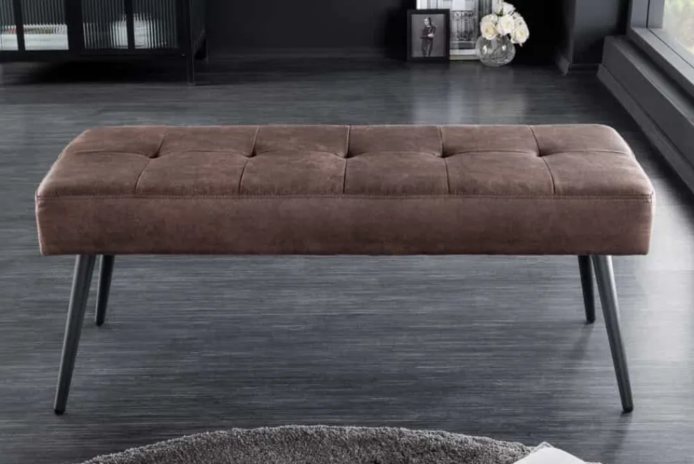 Riess-Ambiente Sitzbänke > Design Sitzbank BOUTIQUE 100cm antik braun Microfaser schwarze Metallbeine Polsterbank