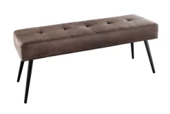 Riess-Ambiente Sitzbänke > Design Sitzbank BOUTIQUE 100cm antik braun Microfaser schwarze Metallbeine Polsterbank