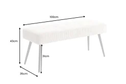 Riess-Ambiente Sitzbänke > Design Sitzbank BOUTIQUE 100cm beige Cord schwarze Metallbeine Polsterbank