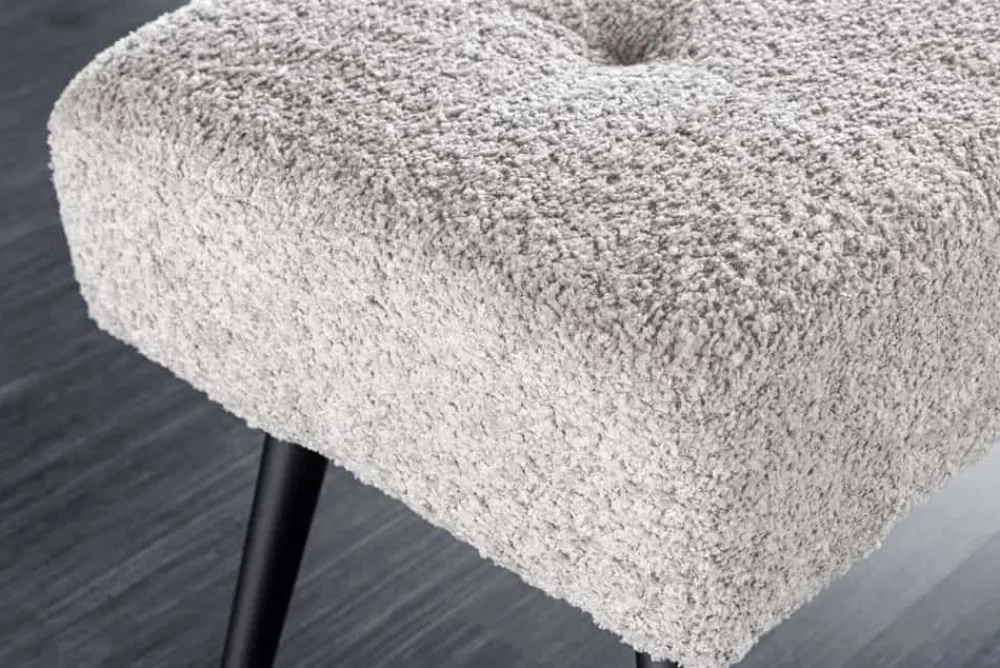 Riess-Ambiente Sitzbänke > Design Sitzbank BOUTIQUE 100cm champagner greige Bouclé schwarze Metallbeine Polsterbank