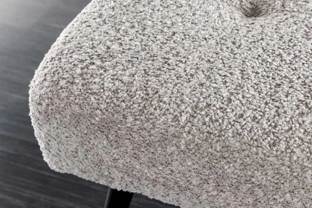 Riess-Ambiente Sitzbänke > Design Sitzbank BOUTIQUE 100cm champagner greige Bouclé schwarze Metallbeine Polsterbank