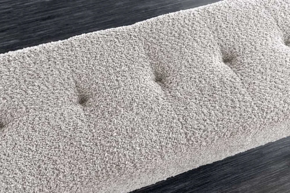 Riess-Ambiente Sitzbänke > Design Sitzbank BOUTIQUE 100cm champagner greige Bouclé schwarze Metallbeine Polsterbank