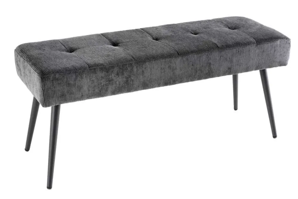 Riess-Ambiente Skandinavisch|Sitzbänke > Design Sitzbank BOUTIQUE 100cm dunkelgrau Cord schwarze Metallbeine