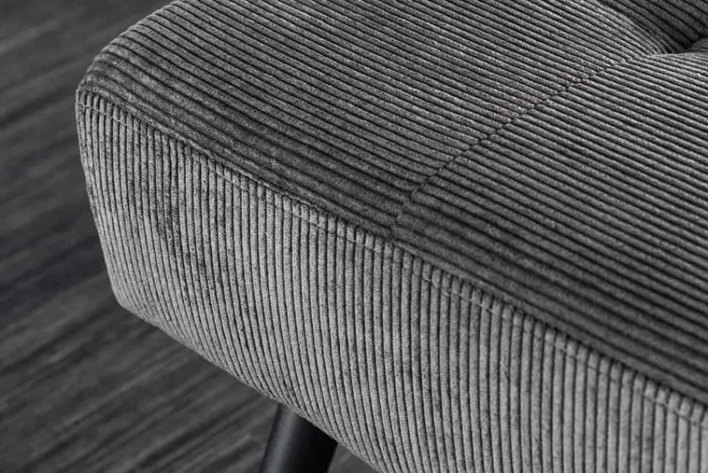 Riess-Ambiente Skandinavisch|Sitzbänke > Design Sitzbank BOUTIQUE 100cm dunkelgrau Cord schwarze Metallbeine