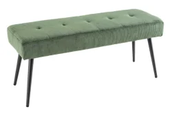 Riess-Ambiente Skandinavisch|Sitzbänke > Design Sitzbank BOUTIQUE 100cm grün Cord schwarze Metallbeine