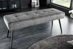 Riess-Ambiente Skandinavisch|Sitzbänke > Design Sitzbank BOUTIQUE 100cm grau Strukturstoff schwarze Metallbeine