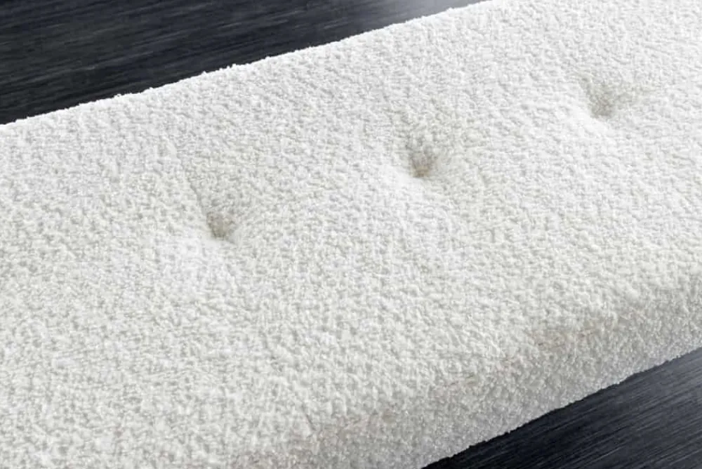 Riess-Ambiente Sitzbänke > Design Sitzbank BOUTIQUE 100cm weiß Bouclé schwarze Metallbeine Polsterbank