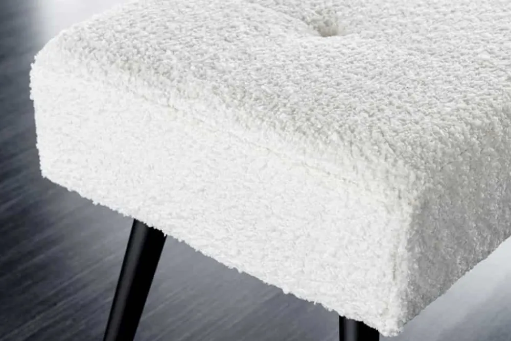 Riess-Ambiente Sitzbänke > Design Sitzbank BOUTIQUE 100cm weiß Bouclé schwarze Metallbeine Polsterbank