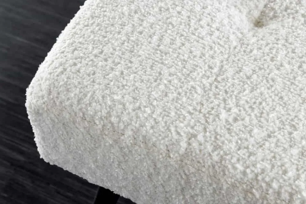 Riess-Ambiente Sitzbänke > Design Sitzbank BOUTIQUE 100cm weiß Bouclé schwarze Metallbeine Polsterbank
