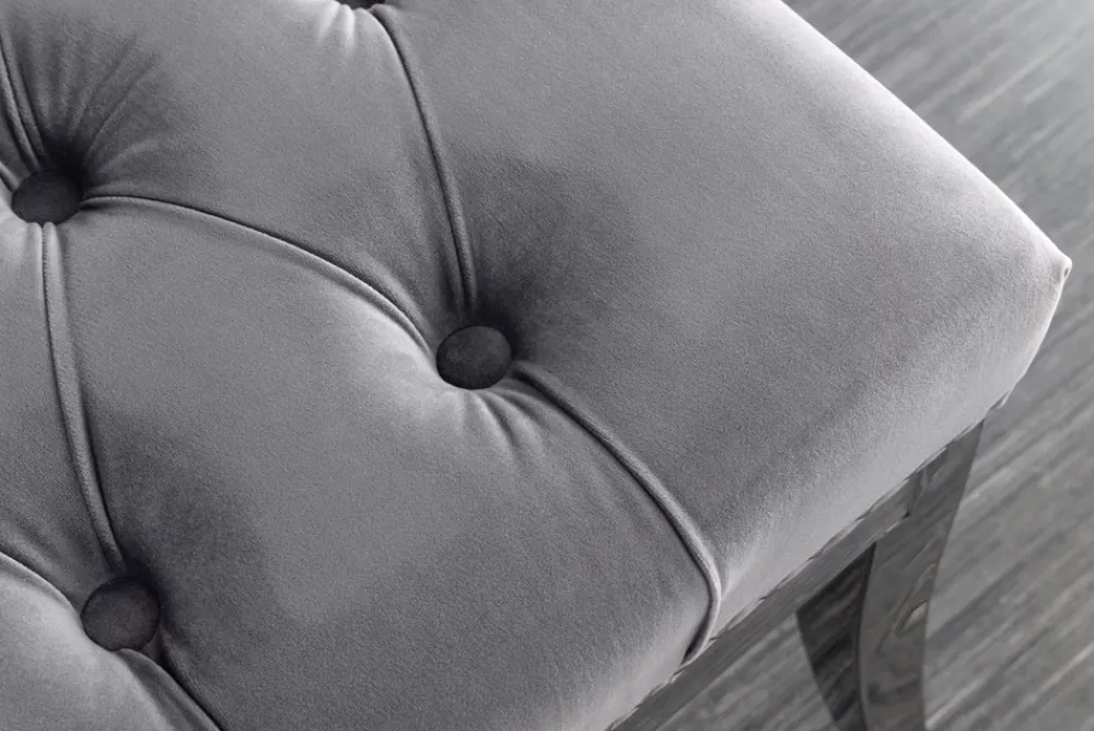 Riess-Ambiente Sitzbänke|Samt Möbel > Design Sitzbank CASTLE DELUXE 165cm grau Samt silber Edelstahl gepolstert