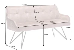 Riess-Ambiente Sitzbänke|Samt Möbel > Design Sitzbank EUPHORIA 160cm champagner greige Samt Hairpin Legs Metallbeine Armlehnen