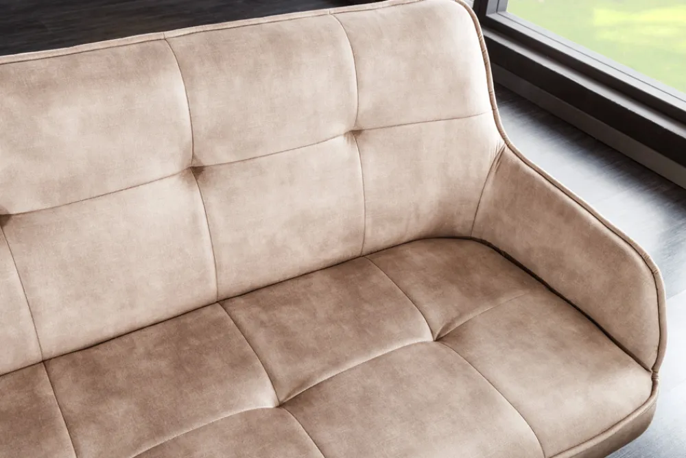 Riess-Ambiente Sitzbänke|Samt Möbel > Design Sitzbank EUPHORIA 160cm champagner greige Samt Hairpin Legs Metallbeine Armlehnen