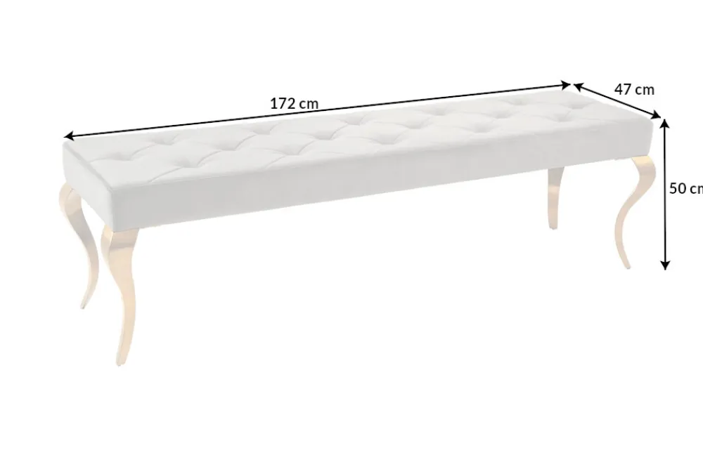 Riess-Ambiente Sitzbänke|Samt Möbel > Design Sitzbank MODERN BAROCK 175cm grau Samt gold Edelstahl