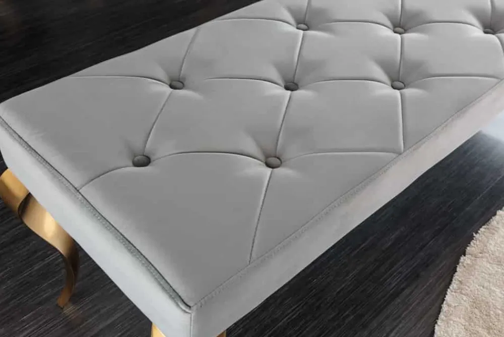 Riess-Ambiente Sitzbänke|Samt Möbel > Design Sitzbank MODERN BAROCK 175cm grau Samt gold Edelstahl