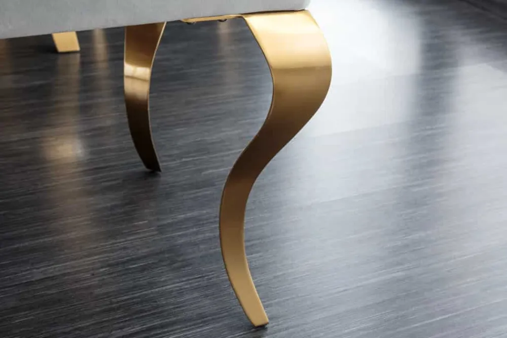 Riess-Ambiente Sitzbänke|Samt Möbel > Design Sitzbank MODERN BAROCK 175cm grau Samt gold Edelstahl