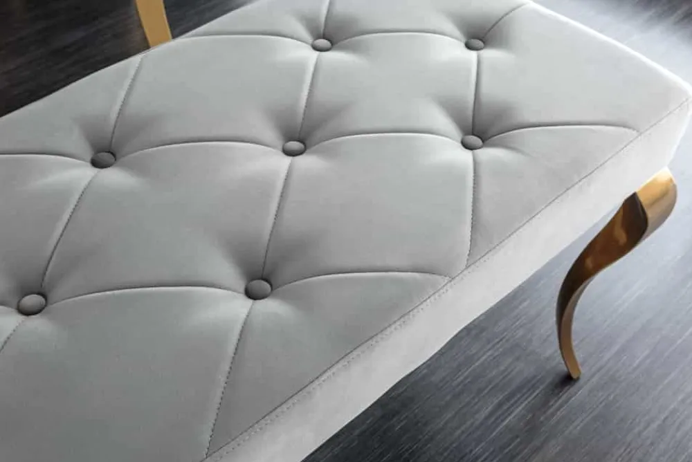 Riess-Ambiente Sitzbänke|Samt Möbel > Design Sitzbank MODERN BAROCK 175cm grau Samt gold Edelstahl