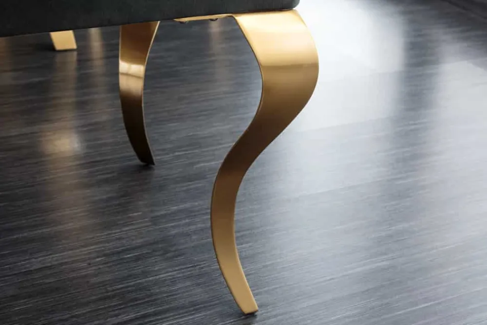 Riess-Ambiente Sitzbänke|Samt Möbel > Design Sitzbank MODERN BAROCK 175cm schwarz Samt gold Edelstahl