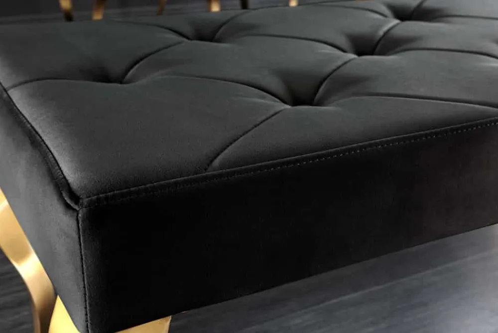 Riess-Ambiente Sitzbänke|Samt Möbel > Design Sitzbank MODERN BAROCK 175cm schwarz Samt gold Edelstahl