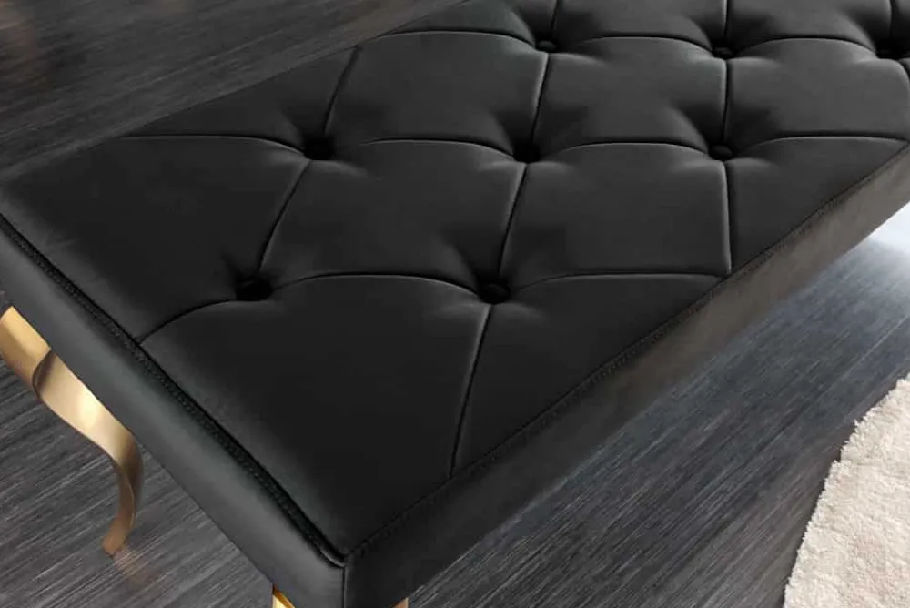 Riess-Ambiente Sitzbänke|Samt Möbel > Design Sitzbank MODERN BAROCK 175cm schwarz Samt gold Edelstahl